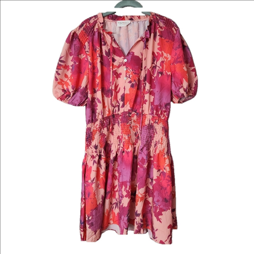 First Love by Lovelyn Floral Short Sleeve Smocked Dress NWOT size 1x